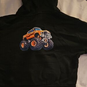 Brandy Melville Black Hoodie with Vibrant Orange Truck
